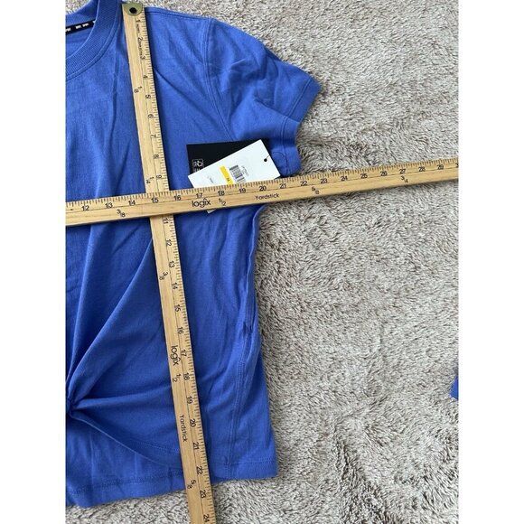 Dkny Sport Women's Metallic Bubble Logo Knot-Front T-Shirt Blue Tee - Picture 13 of 13